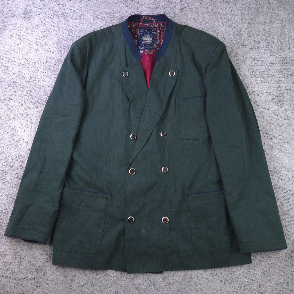 Schneiders Salzburg Coat Mens Size 46 Linen Blend Double Breasted Overcoat Car‎